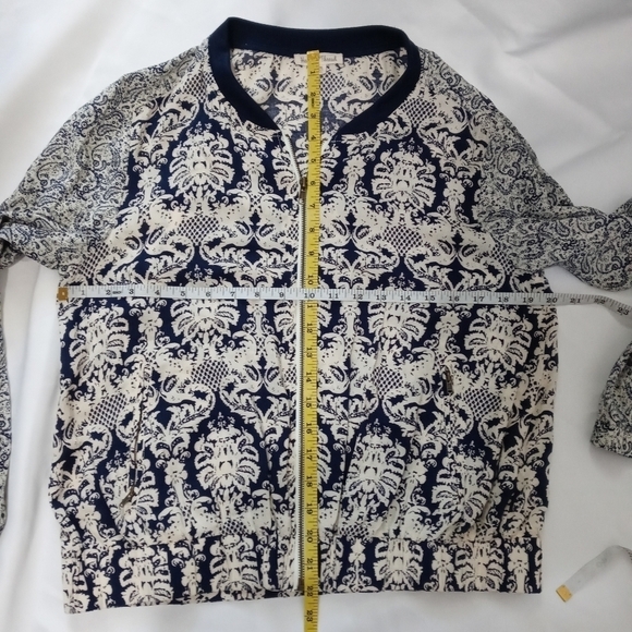 Hem & Thread Paisley Print Zip Up Jacket Size Medium - Picture 7 of 8